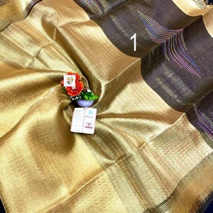 Handwoven Pure Tussar Tissue Silk Saree, With Beautiful Colours, Silk Mark Certified, Silk Sarees for Women, Womens Fashion