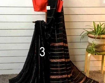 Handwoven Pure Khadi Cotton Khesh Saree, Vibrant Sustainable Fashion