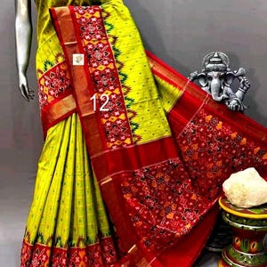 Handwoven Pochampalli Ikkat Silk Saree, Vivid, Exclusive Design, Double Weaving, Rich Pallu, Silk Mark Certified, Silk Sarees for Women