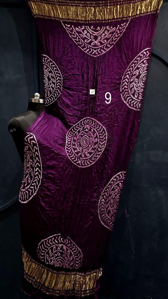 Kasumba Bandhani Work Dupatta, Tissue Pallu, Vegetable Colour, Boho Dupatta For Women