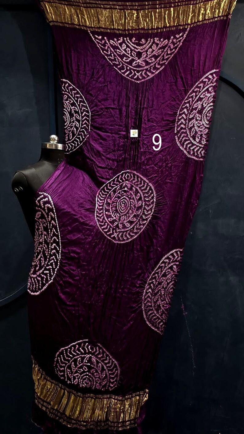 Kasumba Bandhani Work Dupatta, Tissue Pallu, Vegetable Colour, Boho Dupatta For Women Dupatta No # 9