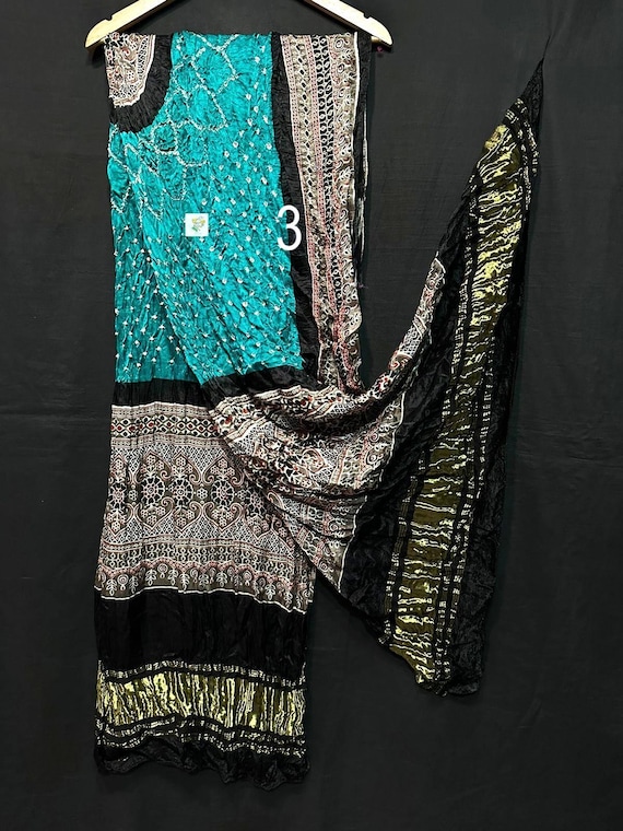 Silk Scarf - Aqua Bandhani From Rajasthan Silk Scarf - Aqua Bandhani From Rajasthan
