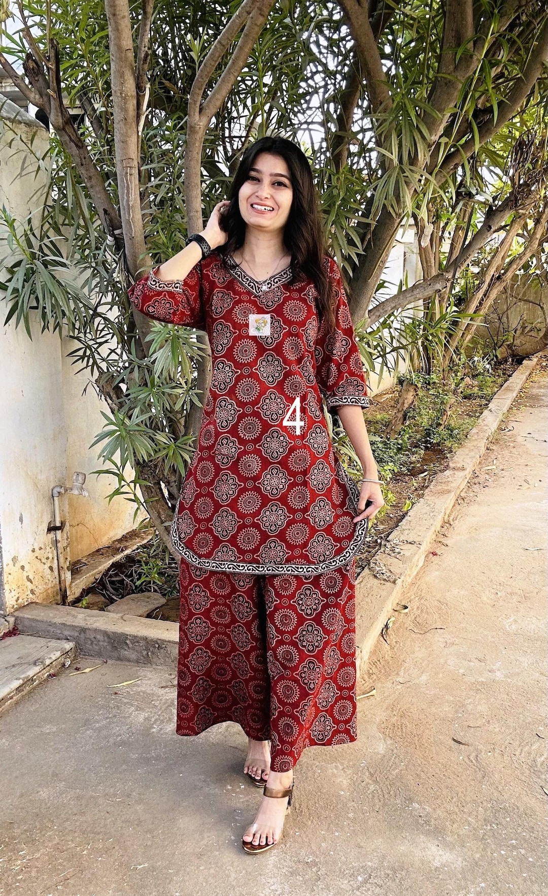 Multicolor - Ajrakh Block Printed Cotton Elasticated Palazzo