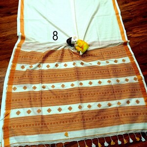 Handwoven Pure Khadi Cotton Designer Saree, Tassels, Cotton Sarees for Women Saree No # 8