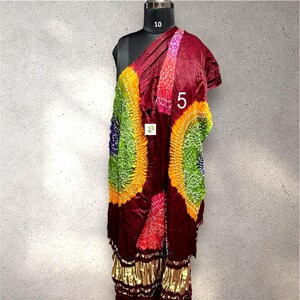 Trabajo Kasumba Bandhani hecho a mano, Dupatta de seda modal, Lagdi Patta, multicolores vegetales, moda femenina Dupatta No # 5