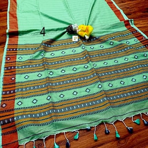 Handwoven Pure Khadi Cotton Designer Saree, Tassels, Cotton Sarees for Women Saree No # 4