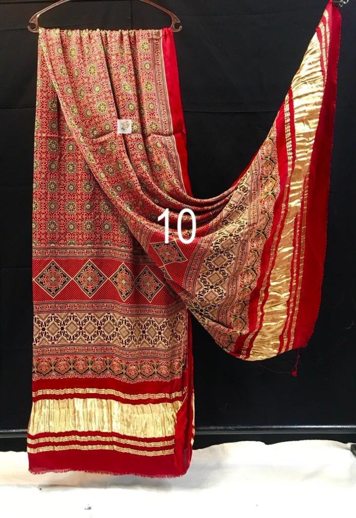 Hand Block Print Modal Silk Ajrakh Dupattas, With Tissue Pallu ...