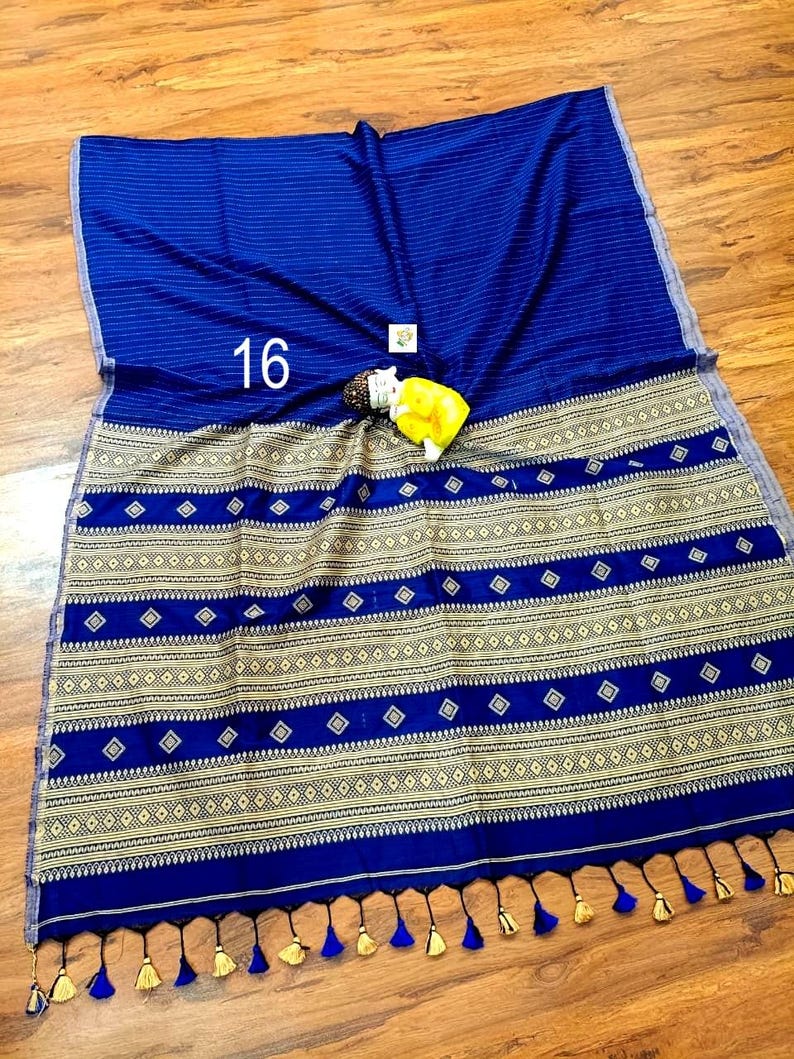 Handwoven Pure Khadi Cotton Designer Saree, Tassels, Cotton Sarees for Women Saree No # 16