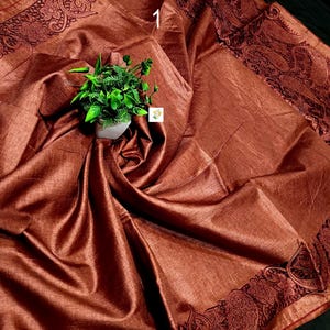 Handloom Tussar Silk Saree: Heavy Cutwork Embroidery, Vibrant Colors