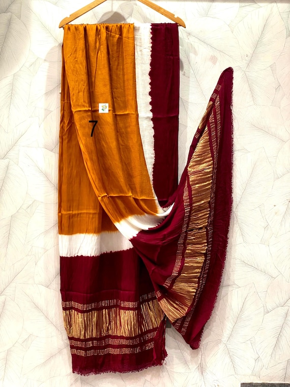 Pure Modal Silk 3D Dupatta, Natural Dyed, Tissue Pallu, Boho Style, Skin Friendly