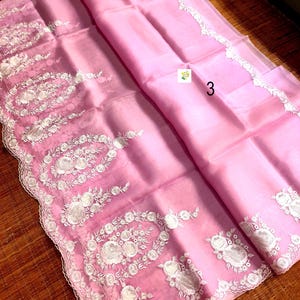 Beautiful Banarasi Pure Organza Silk Saree, With Embroidery Scallop Border Work, Silk Mark Certified, Party Wear, Organza Sarees For Women