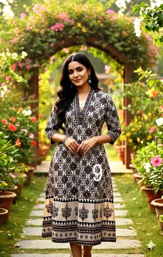 Modal Silk Ajrakh 3 Pcs Suit Set, Organic Red Colour, Free Stitching, Ethnic Dress
