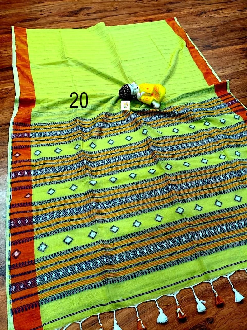 Handwoven Pure Khadi Cotton Designer Saree, Tassels, Cotton Sarees for Women Saree No # 20
