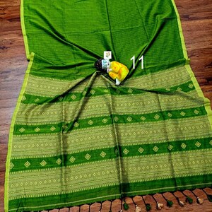 Handwoven Pure Khadi Cotton Designer Saree, Tassels, Cotton Sarees for Women Saree No # 11