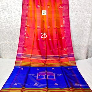 Sari de seda Kalakshetra tejido a mano, Katan Bishnupuri puro, certificado de marca de seda, estilo elegante Saree No # 25