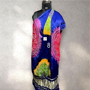 Trabajo Kasumba Bandhani hecho a mano, Dupatta de seda modal, Lagdi Patta, multicolores vegetales, moda femenina Dupatta No # 8