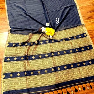 Handwoven Pure Khadi Cotton Designer Saree, Tassels, Cotton Sarees for Women Saree No # 9