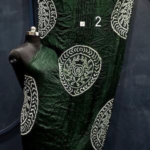 Kasumba Bandhani Work Dupatta, Tissue Pallu, Vegetable Colour, Boho Dupatta For Women Dupatta No # 2