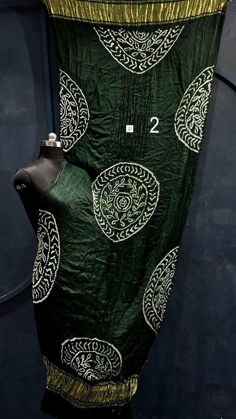 Kasumba Bandhani Work Dupatta, Tissue Pallu, Vegetable Colour, Boho Dupatta For Women Dupatta No # 2