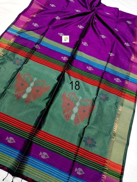 Handwoven Kalakshetra Silk Saree, Pure Bishnupuri Katan, Silk Mark Certified, Elegant In Style