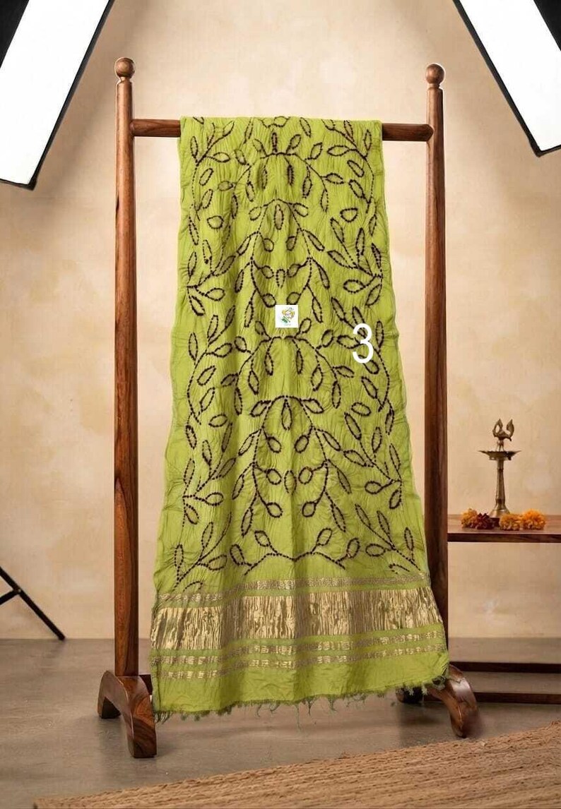 Ambadal With Barik Red Bandhej Work Dupatta, Lagdi Patta, Modal Silk, Organic Colour Dupatta No # 3