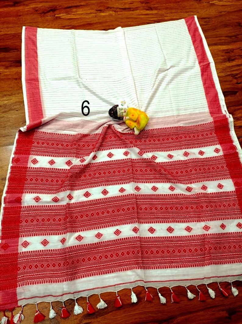 Handwoven Pure Khadi Cotton Designer Saree, Tassels, Cotton Sarees for Women Saree No # 6
