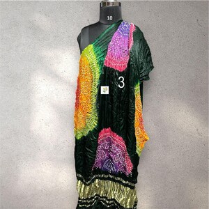 Trabajo Kasumba Bandhani hecho a mano, Dupatta de seda modal, Lagdi Patta, multicolores vegetales, moda femenina Dupatta No # 3
