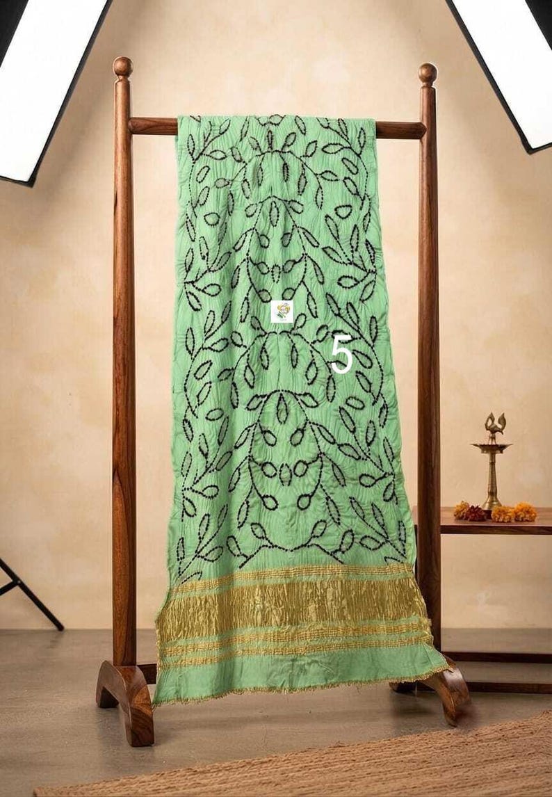 Ambadal With Barik Red Bandhej Work Dupatta, Lagdi Patta, Modal Silk, Organic Colour Dupatta No # 5