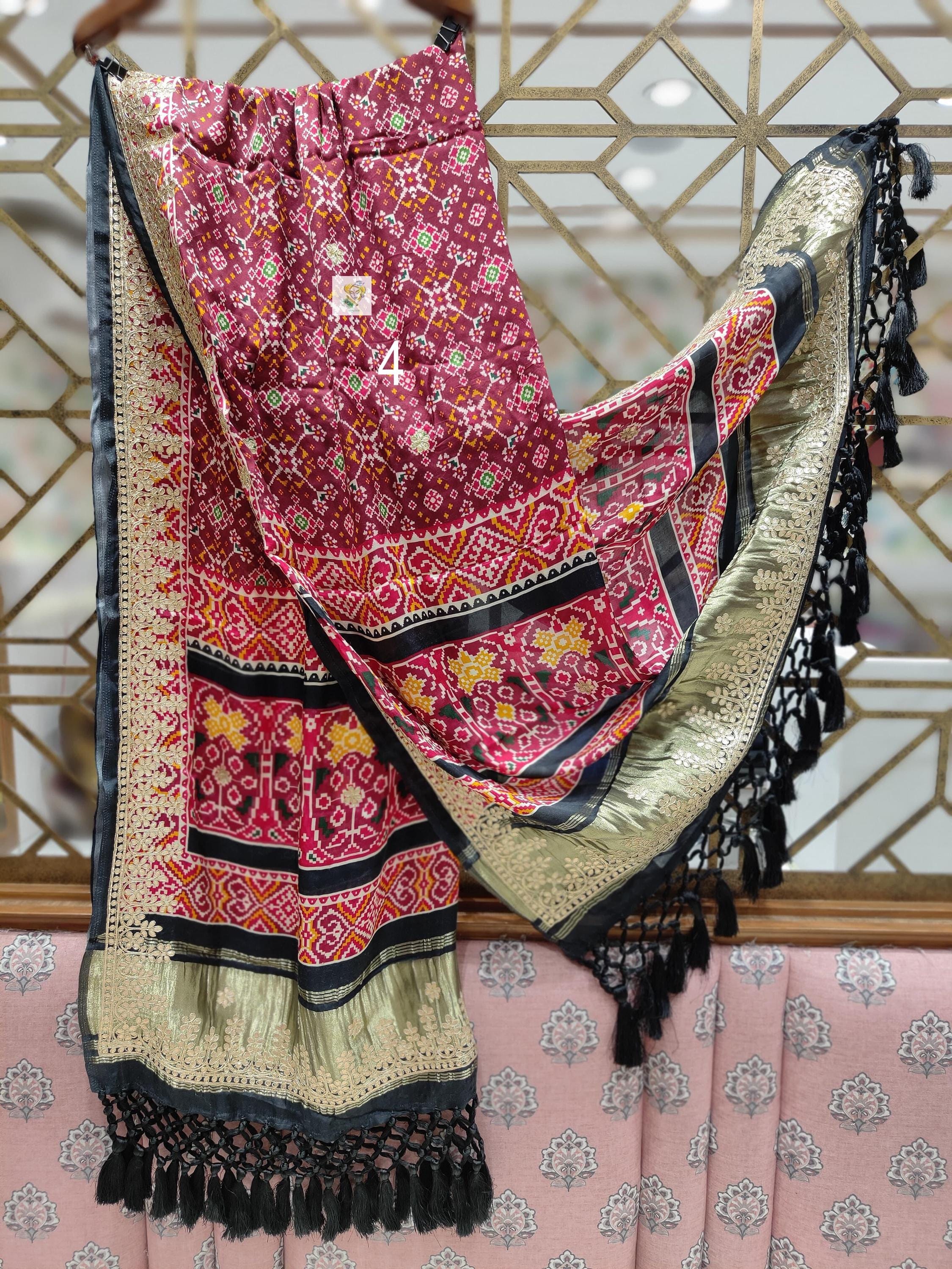 Modal Silk Patola Dupattas, With Gota Patti Work on Border,tissue Pallu ...