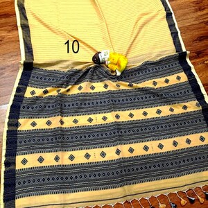 Handwoven Pure Khadi Cotton Designer Saree, Tassels, Cotton Sarees for Women Saree No # 10