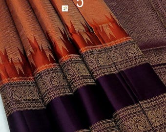 Sari de seda pura Kanchipuram tejido a mano, doble urdimbre, pallu de gran calidad, certificado Silk Mark, moda femenina.