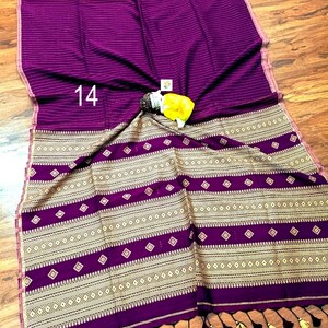 Handwoven Pure Khadi Cotton Designer Saree, Tassels, Cotton Sarees for Women Saree No # 14