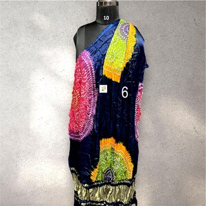 Trabajo Kasumba Bandhani hecho a mano, Dupatta de seda modal, Lagdi Patta, multicolores vegetales, moda femenina Dupatta No # 6