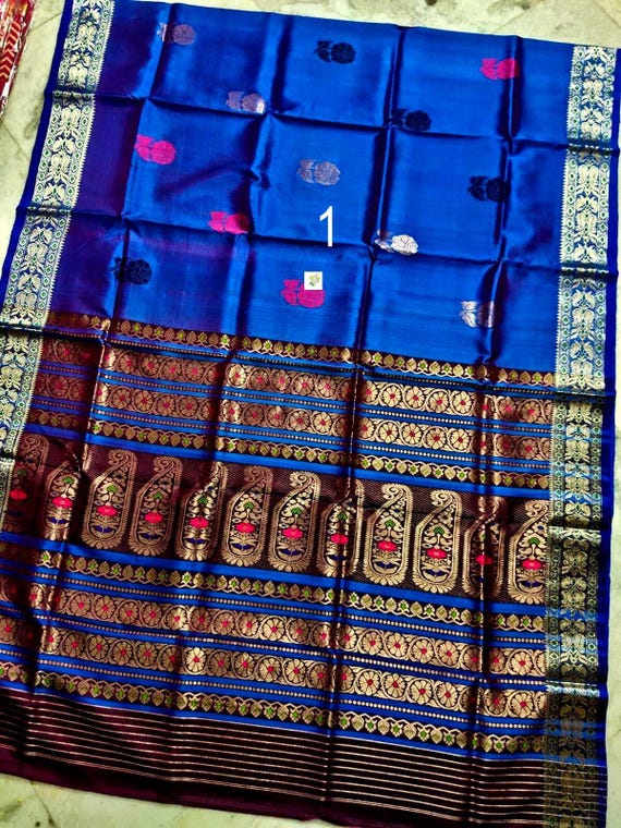 Handweaved Pure Bishnupuri Swarna Katan, With Rich Pallu, Rose Butta, Silk Mark Certified Saree