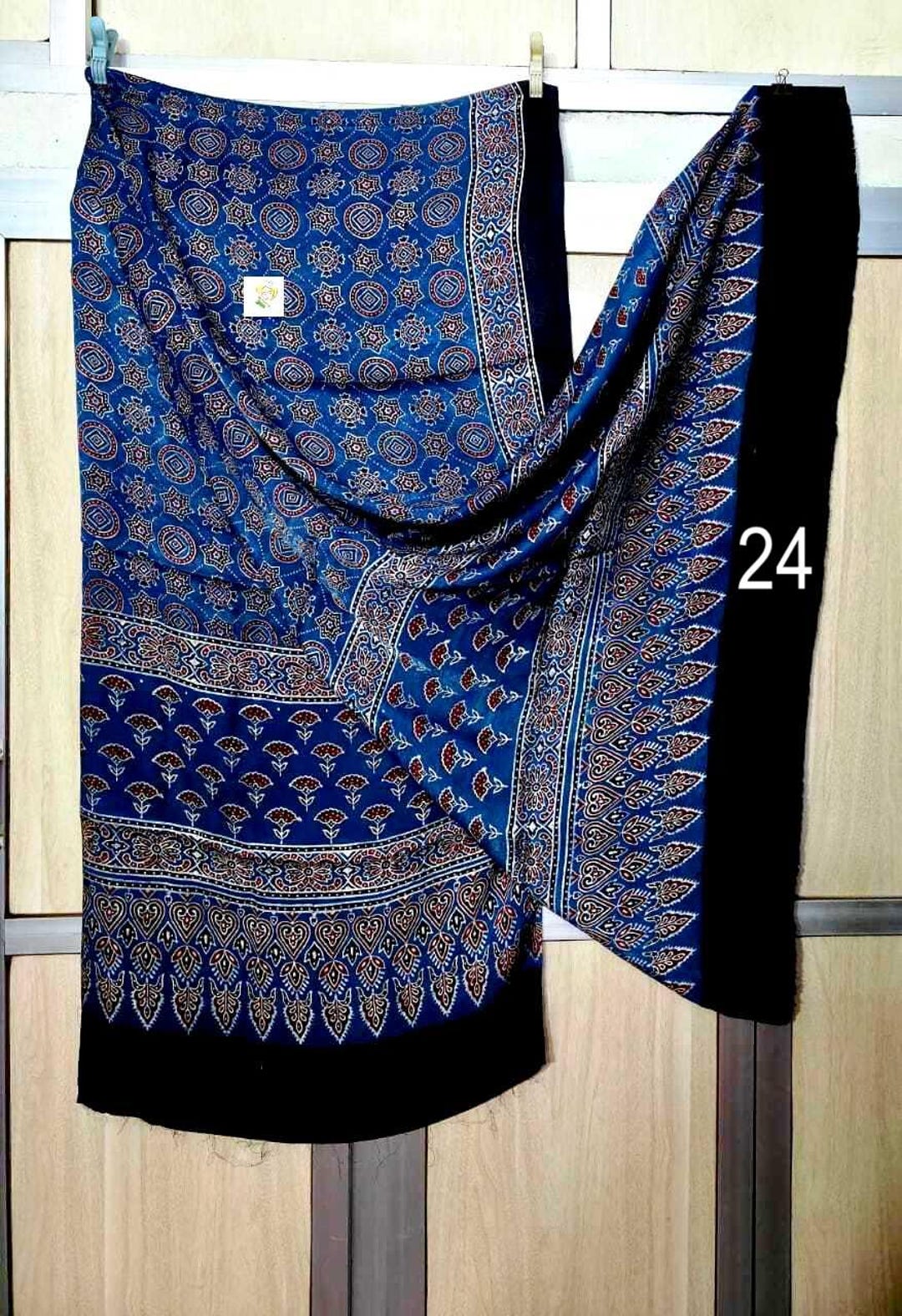 Modal Silk Ajrakh Dupatta ~ Brick Red Jharokha Motif w/ Zari