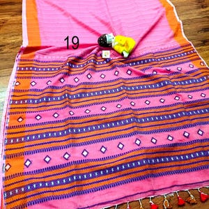Handwoven Pure Khadi Cotton Designer Saree, Tassels, Cotton Sarees for Women Saree No # 19