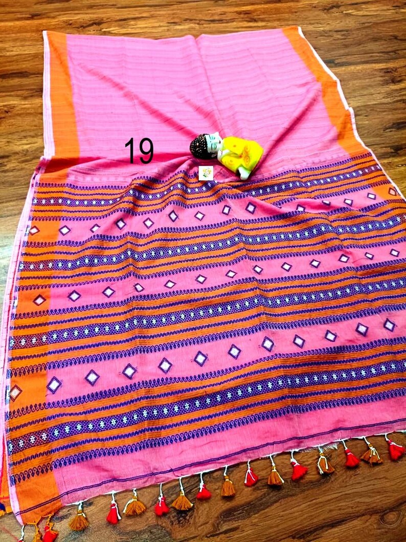 Handwoven Pure Khadi Cotton Designer Saree, Tassels, Cotton Sarees for Women Saree No # 19