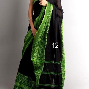Reiner Khadi Baumwoll-Begampuri-Sari, handgewebte Bordüre, Förderung nachhaltiger Mode, Baumwoll-Sari für Frauen Saree No # 12