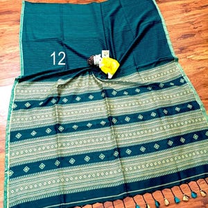 Handwoven Pure Khadi Cotton Designer Saree, Tassels, Cotton Sarees for Women Saree No # 12