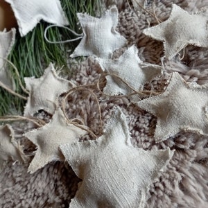Sterne aus Antikem, handgewebten Leinen, Dekoration, 15 Stück Weihnachtssterne, Christbaumschmuck, Leinen, Vintage Baumschmuck, Shabby Chic