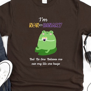 Funny Non-Binary Frog Cotton Tee - Enby Pride T-Shirt