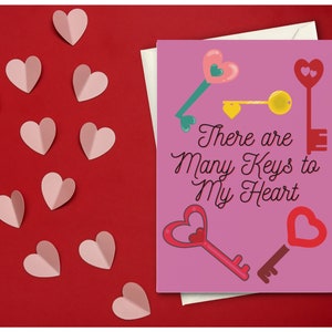 Key to my Heart, Romantic Poly Card, Polyamory Love Card for Anniversary or Valentines Day (Sold in sets of 1, 10, 30 or 50pcs)