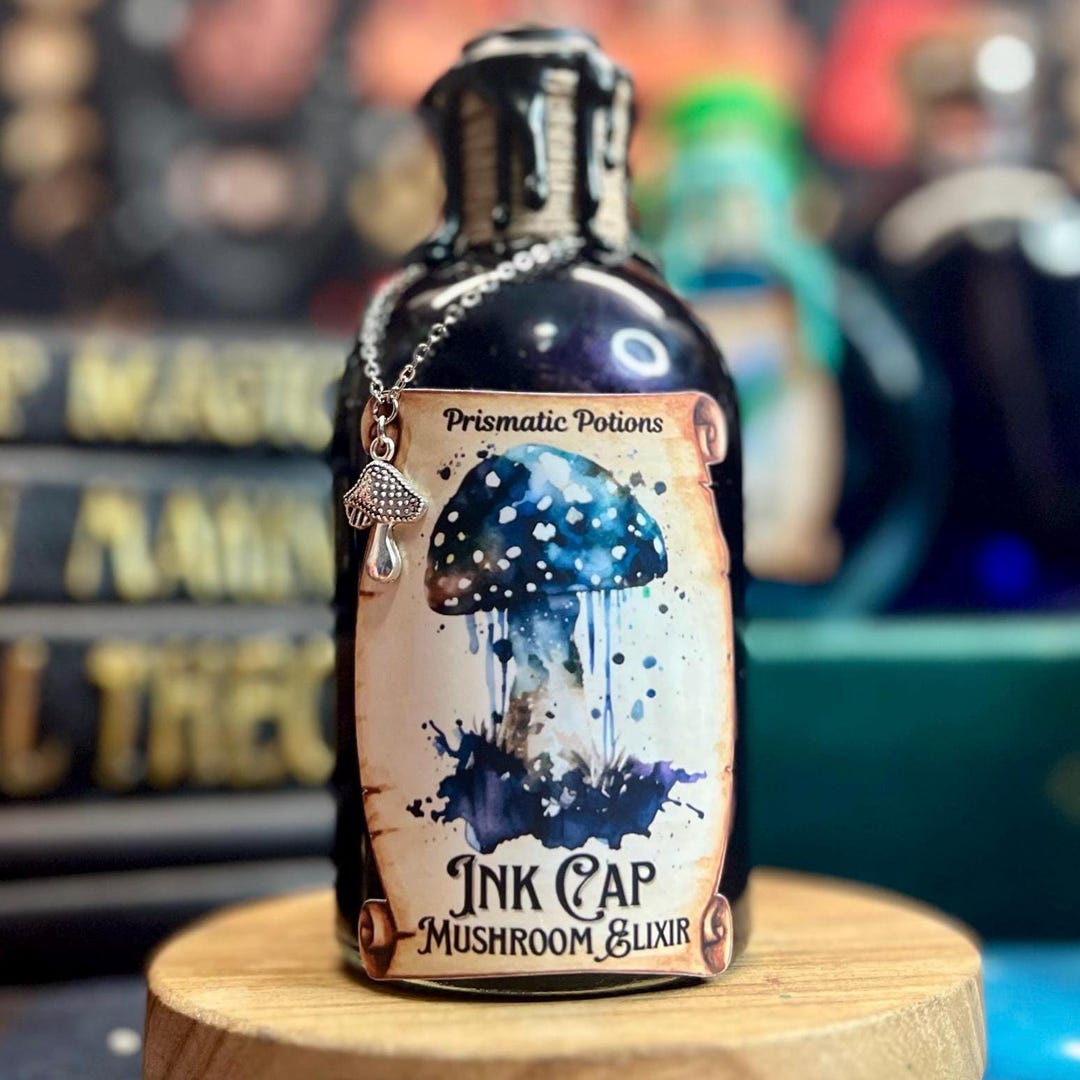 Ink Cap Mushroom Elixir - Enchanting Sensory Decor & Whimsical Desk ...