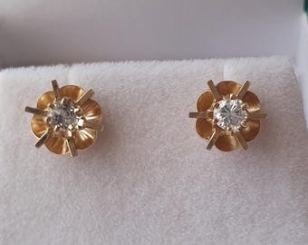 14ct, 14k Solid Yellow Gold Natural genuine diamond Stud Earrings 3mm. 0.20ct