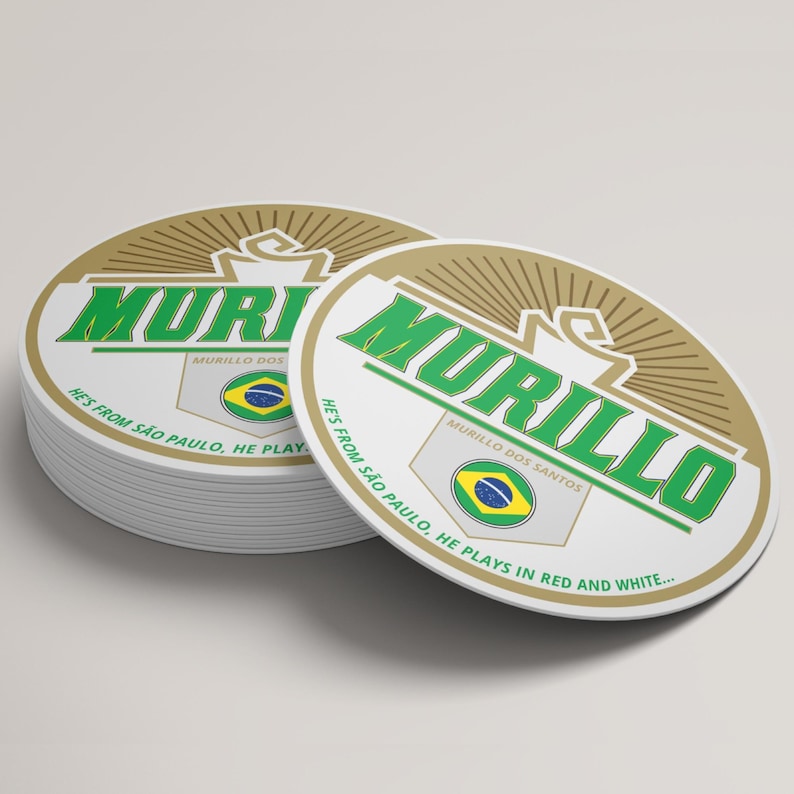 Nottingham Forest football coasters with 24/25 goalscorer Murillo inspired by Brazil colours and Nottingham chants – collectible fan merch