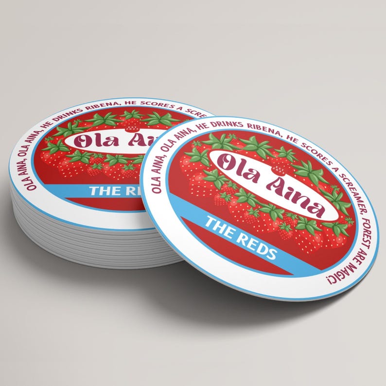 Nottingham Forest beer mat featuring Ola Aina from the 24/25 season in red and RIbena colours – ideal for football fans