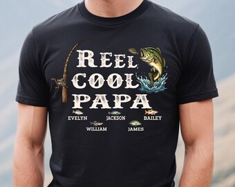 Personalized Shirt, Reel Cool Papa Fishing Shirt, Fishing Lover Papa Shirt, Fishing Gift for Grandpa, Reel Cool Papa Shirt, Grandpa Shirt