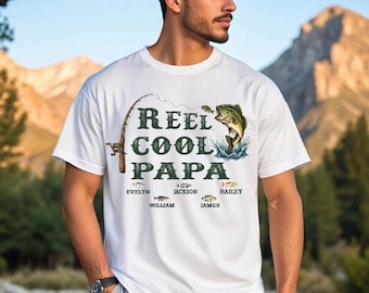 Personalized Shirt, Reel Cool Papa Fishing Shirt, Fishing Lover Papa Shirt, Fishing Gift for Grandpa, Reel Cool Papa Shirt, Grandpa Shirt