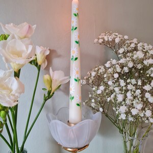 Floral painted candle. Painted candle. Painted Taper candle. Brown candle. Painted candles. Hand painted candles. Autumn candle.