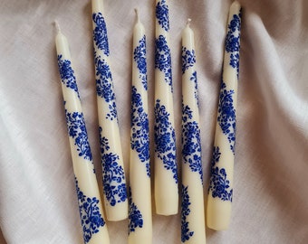 Hand Painted Floral Lavender Taper Candles -   Hand painted candles,   candles, Candles crafts